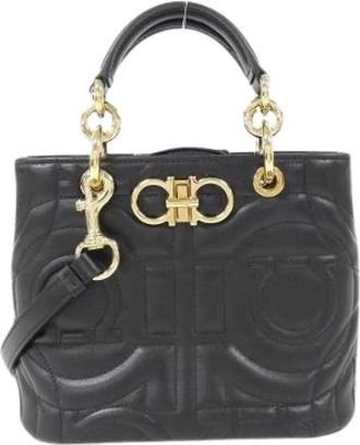 Ferragamo Pre-owned Handbags, female, Black, Size: ONE SIZE Pre-owned Calf Shoulder Bag