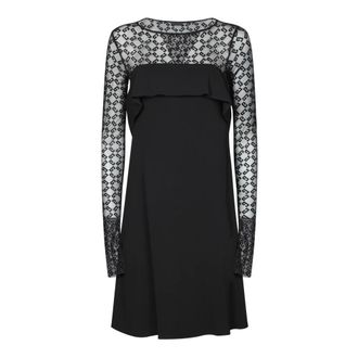Givenchy Zwart Fluweel Lange Mouw Peplum Jurk - Dames - Jurken - Zwart - Maat: XS Polyamide