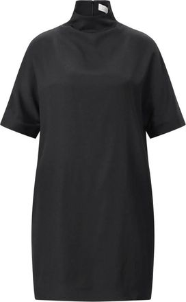 Loulou Studio Kleedjes, Dames, Zwart, S, Elegante Mini Jurk met Opstaande Kraag