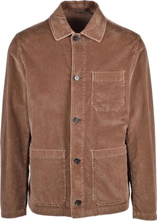 Slowear Brown Stretch Cotton Velvet Shirt Jacket