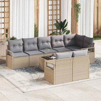 vidaXL Conjunto De Sof&aacute; De Jard&iacute;n 9 Pcs Beige Polirat&aacute;n Vidaxl