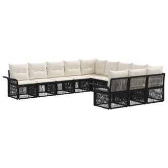 vidaXL Conjunto De Sof&aacute;s De Jard&iacute;n 11 Pcs Negro Rat&aacute;n Sint&eacute;tico Vidaxl