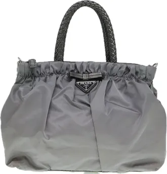 Prada Tessuto Grey Synthetic Handbag (Pre-Owned)