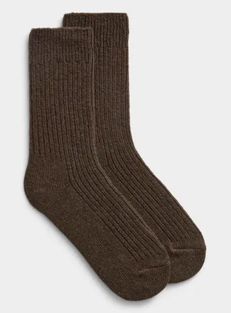 Simons Womens Ribbed cashmere-blend socks