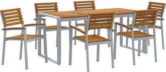 vidaXL Vidaxl - Garden Dining Set 7 pcs Grey and brown Solid acacia wood