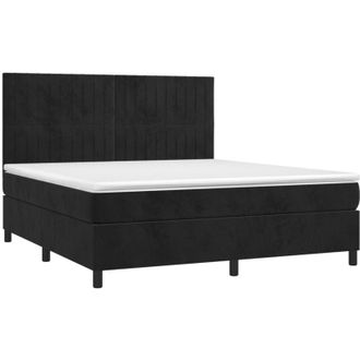 vidaXL Vidaxl - Cama Box Spring Colch&oacute;n Y Led Terciopelo Negro 160x200 Cm