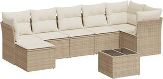 vidaXL Vidaxl - Juego De Sof&aacute;s De Jard&iacute;n Con Cojines Beige 8 Pzas Rat&aacute;n Pe