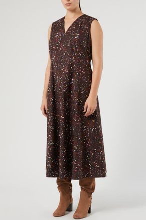 Marina Rinaldi Print Cotton Sleeveless Dress in Brown at Nordstrom, Size 14W