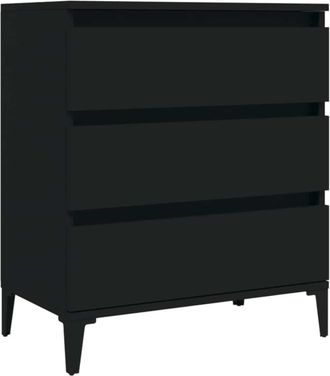 vidaXL Aparador De Madera Contrachapada Negro 60x35x70 Cm Vidaxl