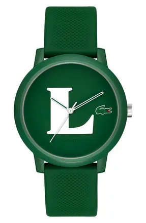 Lacoste 12.12 Silicone Strap Watch in Green at Nordstrom