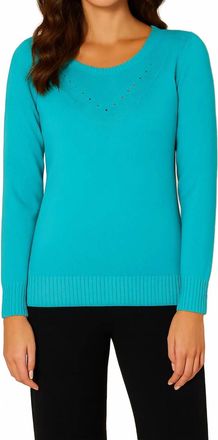 French Kyss Braided V-Neck Top In Turq