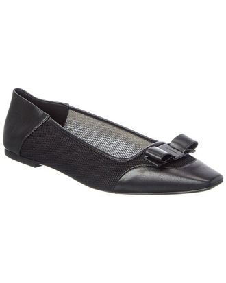 Ferragamo Ferragamo Vara Bow Leather & Canvas Ballet Flat
