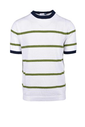 Heritage White Contrast Cotton-Blend Knit Top