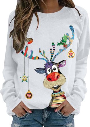 Generic Yinguo christmas t shirts women, Christmas Jumpers for Women Ladies Sweaters UK Tshirts Jumper Ugly Sweater Long Sleeve Winter Jumper Outwear Shirt Pl