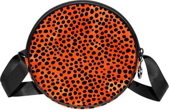 Generic Circle Crossbody Bag for Women, Leopards Print Small Sling Bag Daypack with Zipper Adjustable Shoulder Straps Casual Ladies Girls Round Purse