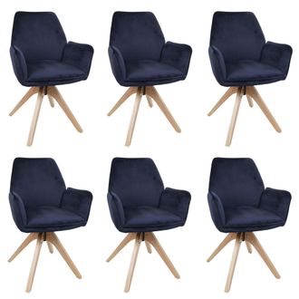 Hhg [nunca Usado] Juego De 6 Sillas De Comedor Hhg-384, Sillas De Mesa De Comedor Y De Cocina Con Reposabrazos, Giratorias, De Madera Y Terciopelo De 320 