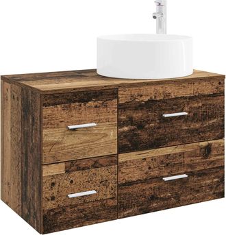 vidaXL Juego De Muebles De Ba&ntilde;o 2 Uds. Madera Envejecida Vidaxl