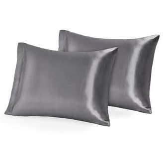 Bare Home 19 Momme 100% Mulberry Silk Pillowcase, Set of 2 in Grey at Nordstrom, Size Queen