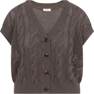 PESERICO Brown Knitted V Neck Sweater