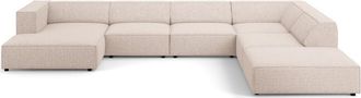 BLOOMINGLOFT 7-Sitzer Design Panorama Sofa Ardenal mit langer Seite rechts, Chenille-Bezug