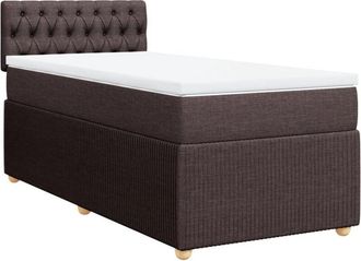vidaXL Cama Box Spring Con Colch&oacute;n Tela Marr&oacute;n Oscuro 90x190 Cm Vidaxl