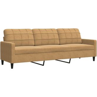 vidaXL Sof&aacute; De 3 Plazas Terciopelo Marr&oacute;n 210 Cm Vidaxl
