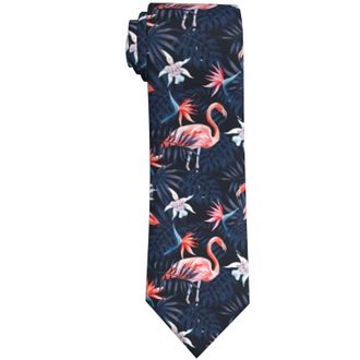 Generic Mens Tie Funny Necktie Novelty Tie Gift For Men Tropical Flamingo