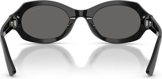 Giorgio Armani 0ar8245hu Oval Black Acetate Sunglasses with Dark-Tinted Lenses