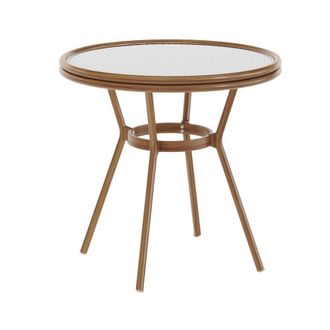 Flash Furniture Classic Commercial Grade Bistro Table, White & Gray Rattan/Natural Frame