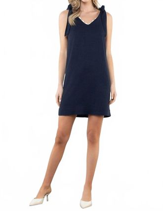 THML Clothing Eleanor Tie Shoulder Mini Dress In Navy
