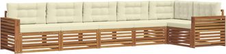 vidaXL Conjunto De Sof&aacute;s De Exterior 6 Uds. Natural Y Crema Vidaxl