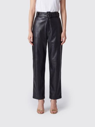 Twinset High-Waisted Straight-Leg Cropped Faux Leather Trousers