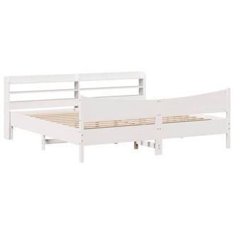 Berkfield Home Bed Frame with Headboard White 180x200 cm Super King Solid Wood Pine