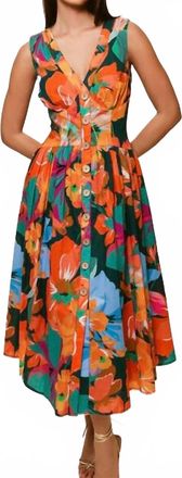 Hutch Indy Midi Dress In Teal Hibiscus Floral