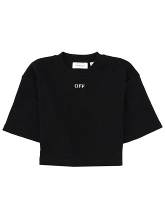 Off-white Cropped T Shirt With Logo