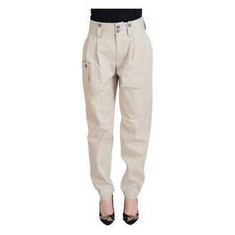 Dolce & Gabbana Slim-fit Trousers, female, Beige, 3XS, Chic Beige Cotton Trousers Elegant Comfort