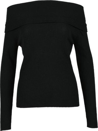 Marella Monochrome Wollen Trui - Dames - Ronde hals truien - Zwart - L - Wol - Truien & Vesten