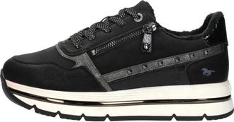 Mustang Sneakers Laag - Dames - Sneakers - Zwart - 39 EU - Leer - Schoenen