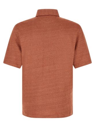 Brunello Cucinelli Linen-Cotton Jersey M&eacute;lange Polo - Rust