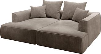 Vente-Unique Sof&aacute; de 3 plazas con asiento profundo en pana color topo PINETA