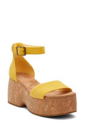Toms Laila Cork Platform Sandal in Yellow at Nordstrom Rack, Size 9.5