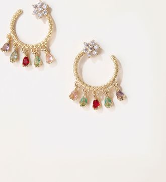 Fat Face FatFace Star Gem Hoops in Gold Tone