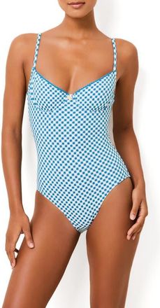 Solid & Striped The Taylor Underwire One-Piece Swimsuit in Cosmic Blue Gingham at Nordstrom, Size X-Small