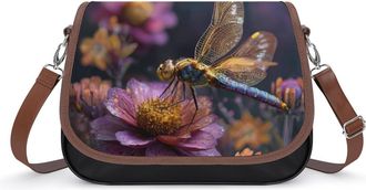 Generic Dragonfly on Flower Fashion Womens Crossbody Bags Novelty Handbag Shoulder Bag Purse