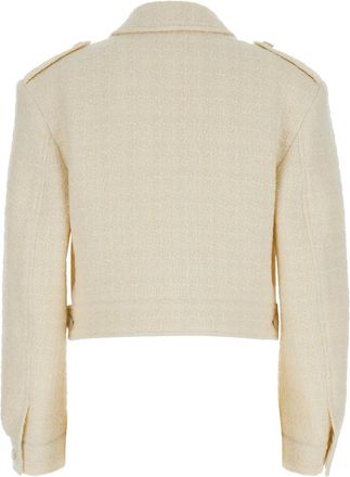 Givenchy Womens White Wool Blend Jacket With 4g Details Blazers