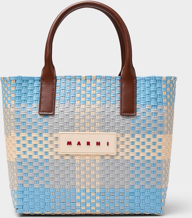 Womens Colourful basket-knit tote bag