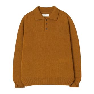 Universal Works Curtis Sweater - Heren - Polos - Bruin - XL - Wol - Tops
