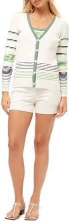 Trina Turk Leylah Striped Cardigan in Whitewash/ink at Nordstrom, Size X-Large