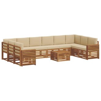 vidaXL Conjunto De Sof&aacute;s De Exterior Con Coj&iacute;n 11 Pcs Natural Y Beige Vidaxl