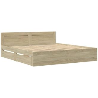 vidaXL Cama con cabecero madera de ingeniería roble Sonoma 200x200 cm Vidaxl